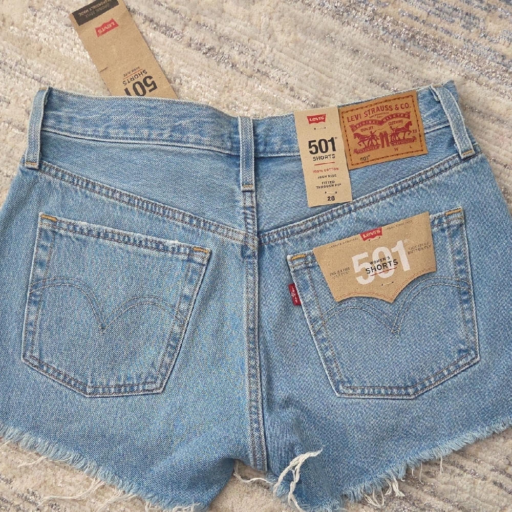 Levi's Light Blue 501 Cutoff Denim Shorts - Picture 2 of 5